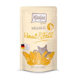 12x 125g MjAMjAM Wellness Huid & Bont - Kip natvoer voor katten