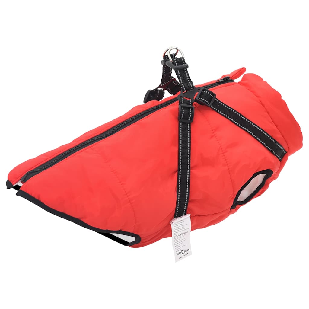 VidaXL Hondenjas met harnas waterdicht reflecterend rood l52