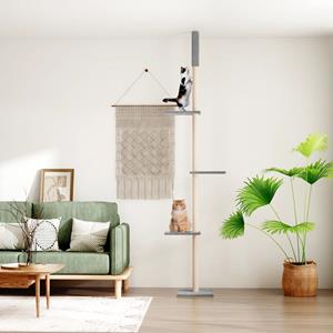 vidaxl Kattenmeubel vloer tot plafond 267,5-297,5 cm lichtgrijs
