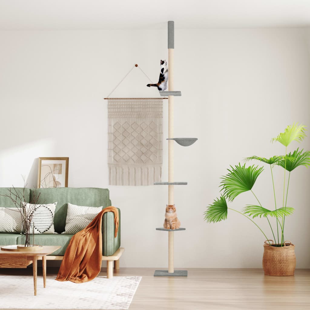 VidaXL Kattenmeubel vloer tot plafond 263,5-289,5 cm lichtgrijs