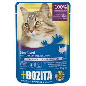 12x 85g Bozita Hapjes in Gelei Gesteriliseerd Kalkoen natvoer voor katten