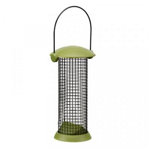 Meuwissen Agro Notensilo - Smart Twist Top - groen/zwart - metaal - 11 x 20 cm - vogel voedersilo voor noten -