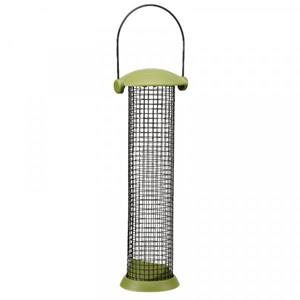 Meuwissen Agro Notensilo - Smart Twist Top - groen/zwart - metaal - 11 x 30 cm - vogel voedersilo voor noten -