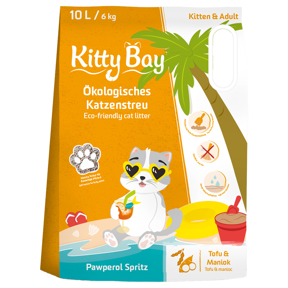 Kitty Bay Voordeelpakket: 3x 10L KittyBay Pawperol Spritz tofu en cassave kattenbakvulling