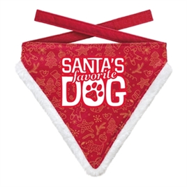 Plenty Gifts Kerst Bandana Santa's Favourite Dog Poot Rood 10X13 cm