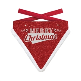 Plenty Gifts Kerst Bandana Merry Christmas Met Glitters Rood Dog Maat M