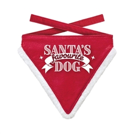 Plenty Gifts Kerst Bandana Santa's Favourite Dog Rood XL 18-22 CM
