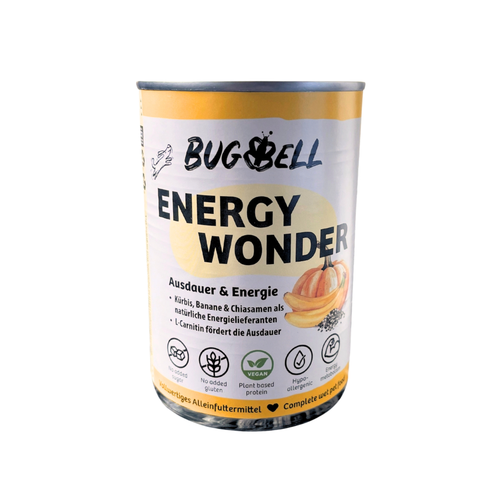 12x400g BugBell Energy Wonder Adult Pompoen, Banaan & Chiazaad natvoer voor honden