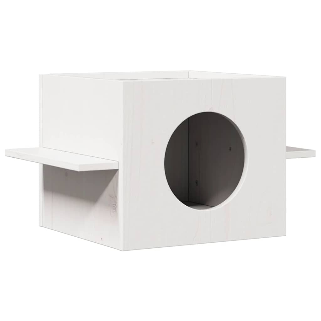 VidaXL Kattenhuis 51x35x30 cm massief grenenhout wit