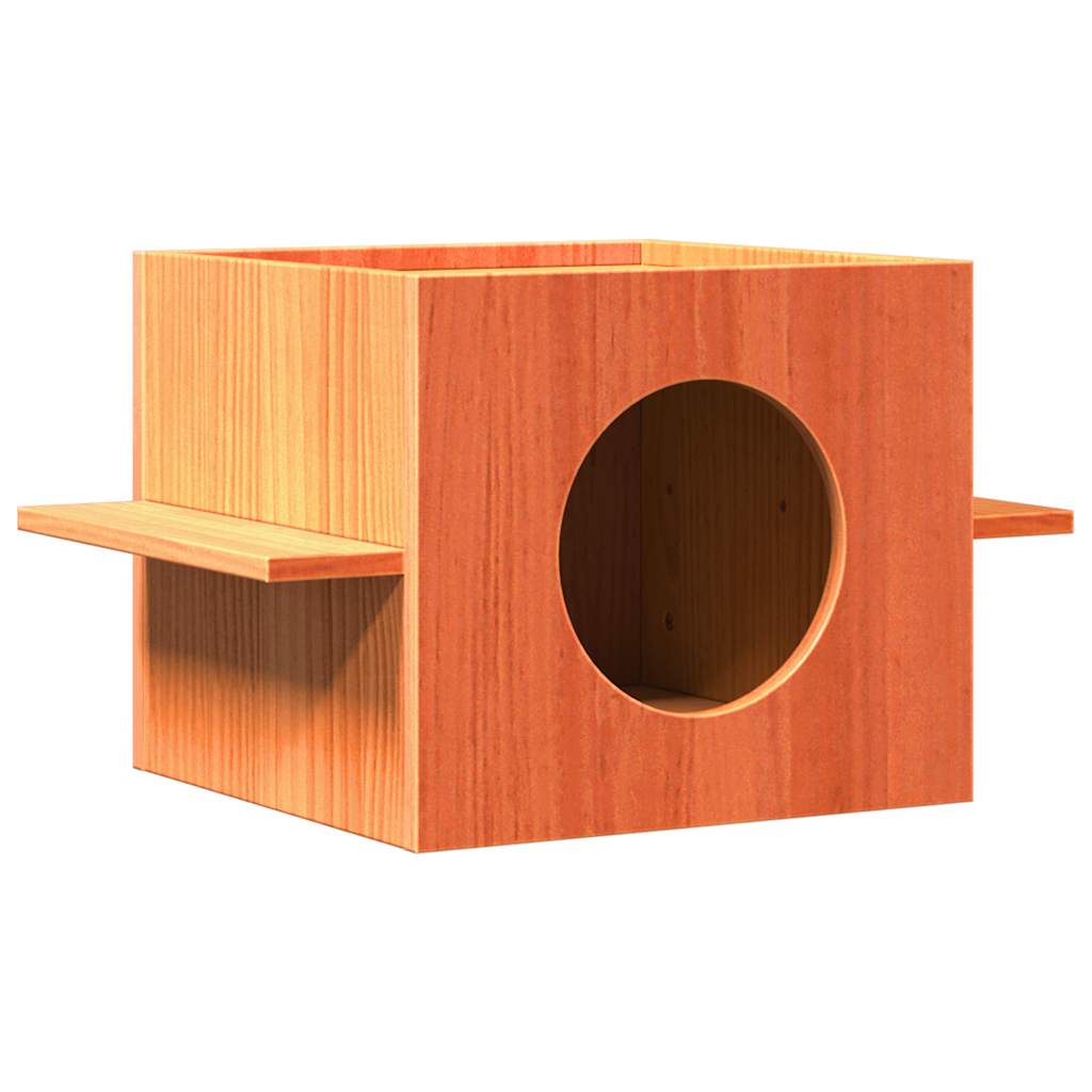 VidaXL Kattenhuis 51x35x30 cm massief grenenhout wasbruin