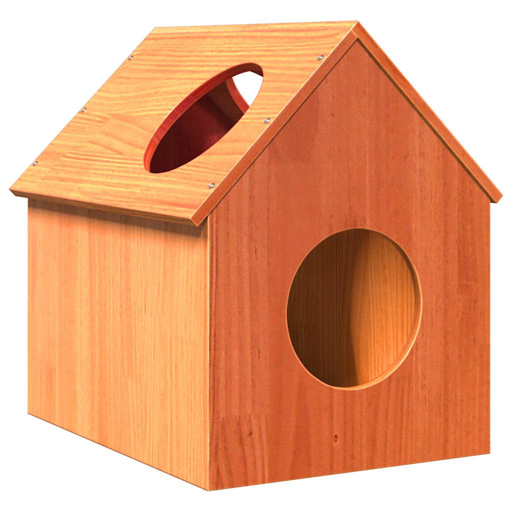 VidaXL Kattenhuis 41x50x50 cm massief grenenhout wasbruin