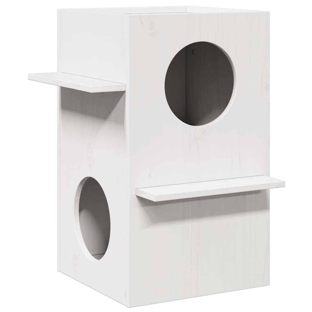 VidaXL Kattenhuis 43x43x60 cm massief grenenhout wit