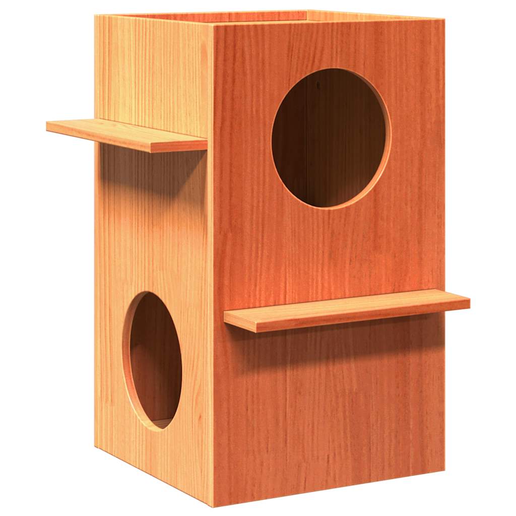 VidaXL Kattenhuis 43x43x60 cm massief grenenhout wasbruin