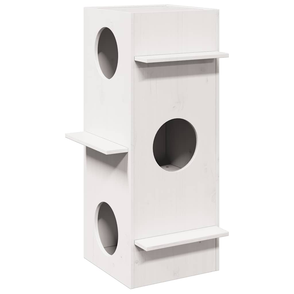 VidaXL Kattenhuis 43x43x90 cm massief grenenhout wit
