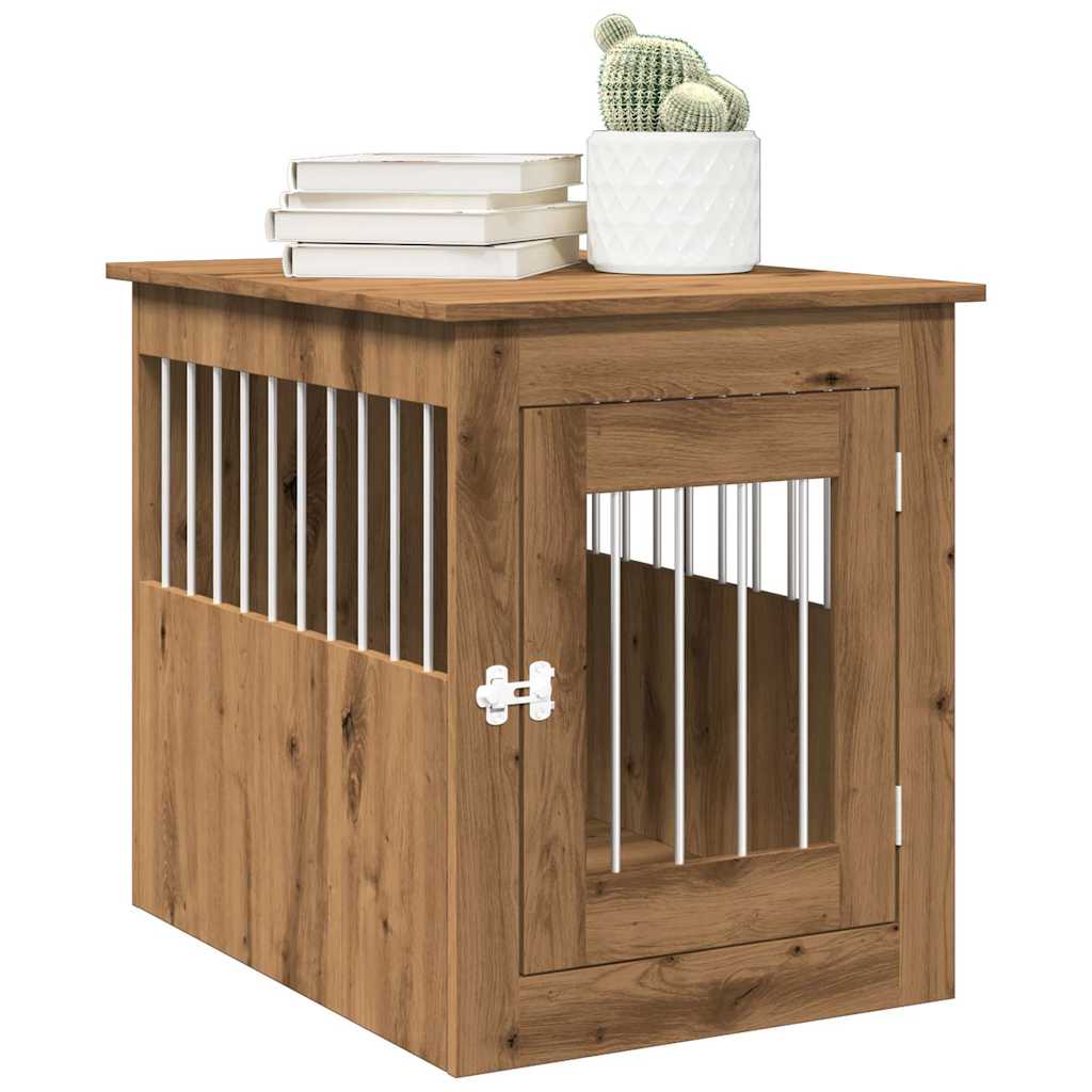 vidaxl Hondenbench 55x75x65 cm bewerkt hout artisanaal eikenkleurig