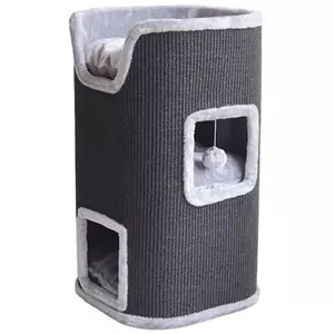 De Boon Krabmeubel Sisal 2-gaats | 43x43x75cm Zwart/Grijs