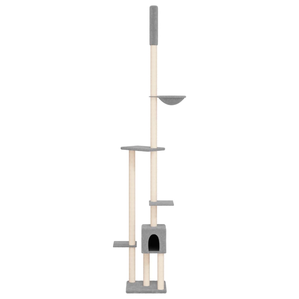 VidaXL Kattenmeubel vloer tot plafond 258,5-284,5 cm lichtgrijs