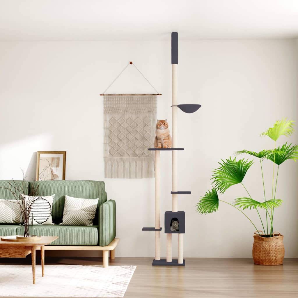 VidaXL Kattenmeubel vloer tot plafond 258,5-284,5 cm donkergrijs