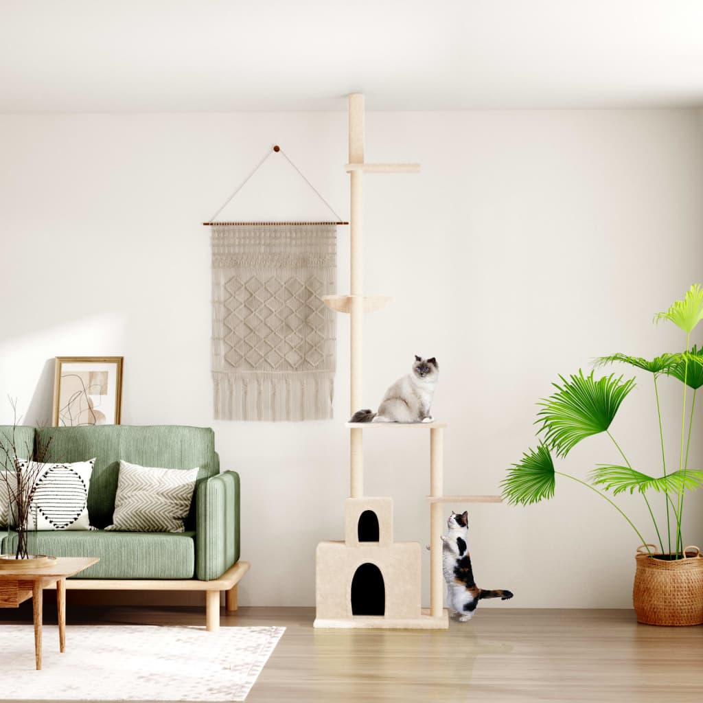 VidaXL Kattenmeubel vloer tot plafond 250,5-276,5 cm crèmekleurig