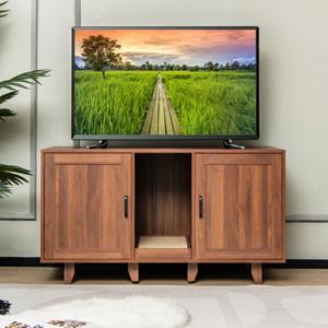 costway Kattenbakkast Verborgen Kattentoilet 2 Deuren Gebogen Ingang Krabplank Verwijderbare Houten Poten TV-Kast voor Kattenbakvulling Koffie