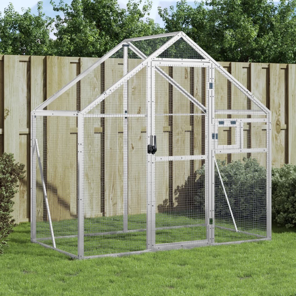 VidaXL Volière 179x100x185 m aluminium zilverkleurig