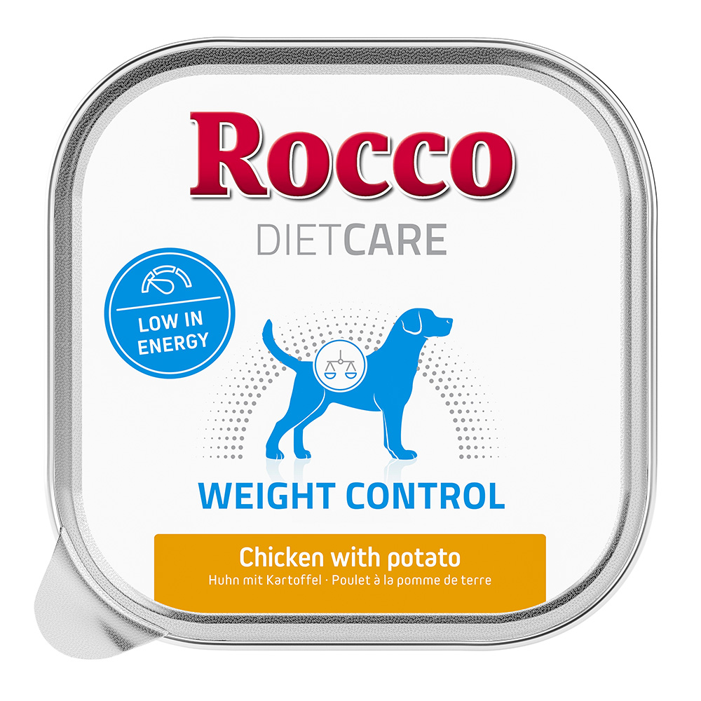 10x150g Rocco Diet Care Weight Control Kip met Aardappel Kuipje Honden natvoer
