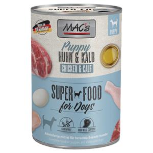 6x 400g MAC's Puppy Superfood Kip & Kalfsvlees natvoer voor honden