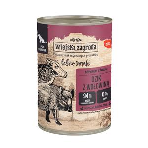12x400g Wiejska Zagroda Dog wild zwijn met rund natvoer voor honden