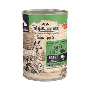 12x400g Wiejska Zagroda Dog hert met konijn natvoer voor honden
