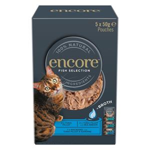 5x 50g Encore Cat Zakjes in Bouillon Visselectie (3 soorten) Nat kattenvoer