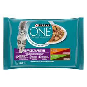 4x85g PURINA ONE Difficult Appetite Kip & Kalkoen natvoer voor katten