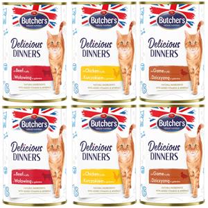 Butcher's Delicious Dinners kat 24 x 400 g - Mixpakket (3 Sorten)