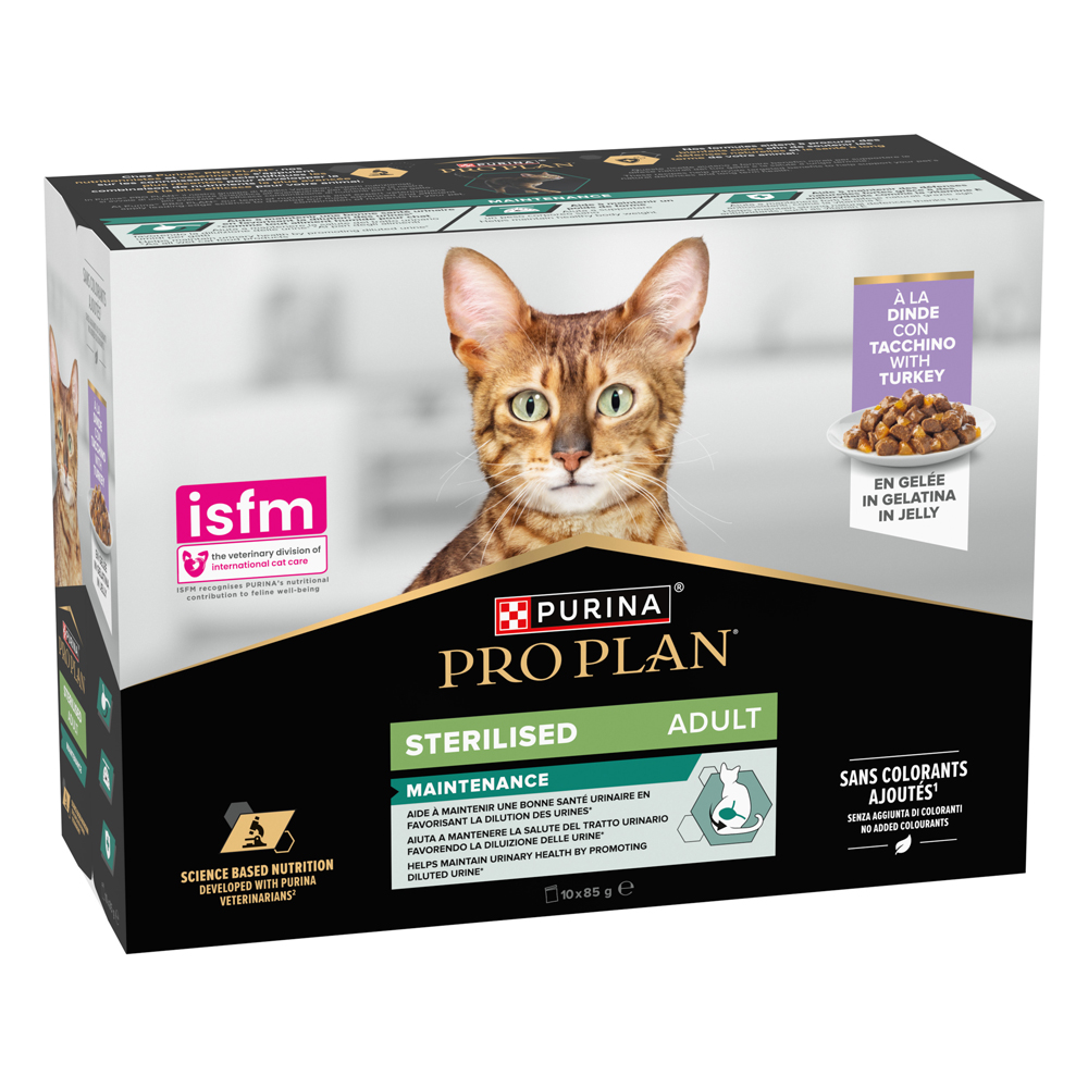 10x85g PURINA PRO PLAN Cat Gesteriliseerd Adult Onderhoud Kalkoen natvoer voor katten