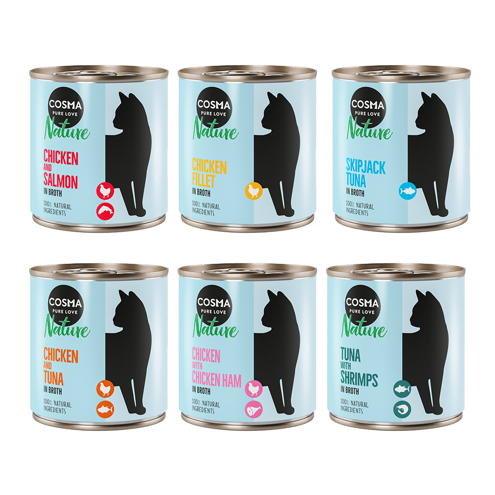 6x280g Cosma Nature Kattenvoer Probeerpakket 6 Smaken