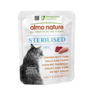 6x 50g Almo Nature HFC Sterilised kip met tonijn natvoer voor katten