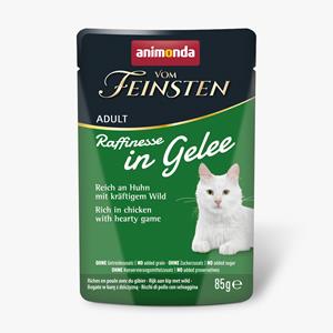 24x85g Animonda Vom Feinsten Adult Raffinesse in gelei rijk aan kip met wild natvoer voor katten