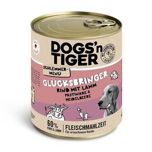 6x800g Dogs'n Tiger snackmenu voor honden rund met lam, pastinaak & bosbessen hondenvoer nat