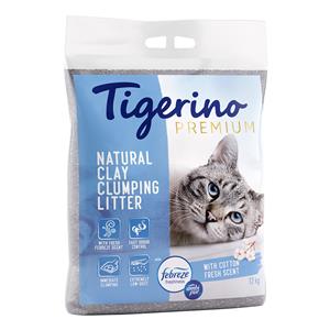 12kg Tigerino Premium Febreze/Ambi Pur Freshness Frisse Katoenbloesem geur Kattenbakvulling
