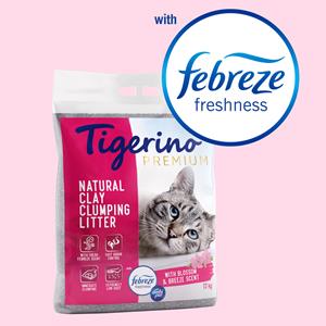 12kg Tigerino Premium Febreze/Ambi Pur Freshness Bloemengeur Kattenbakvulling
