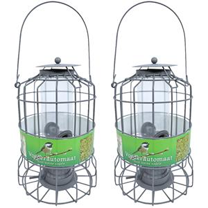 Boon Vogel voedersilo - 2x stuks - grijs - 36cm - metaal - voor kleine vogels geschikt -