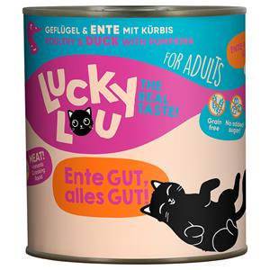 6x800g Lucky Lou Adult Gevogelte & Eend natvoer voor katten