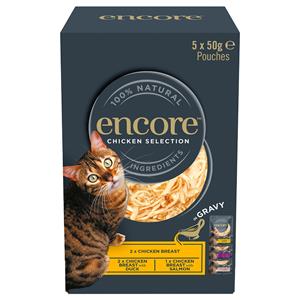 5x 50g Encore Cat Gravy Zakjes Mix Kip selectie (3 Sorten) Katten Natvoer