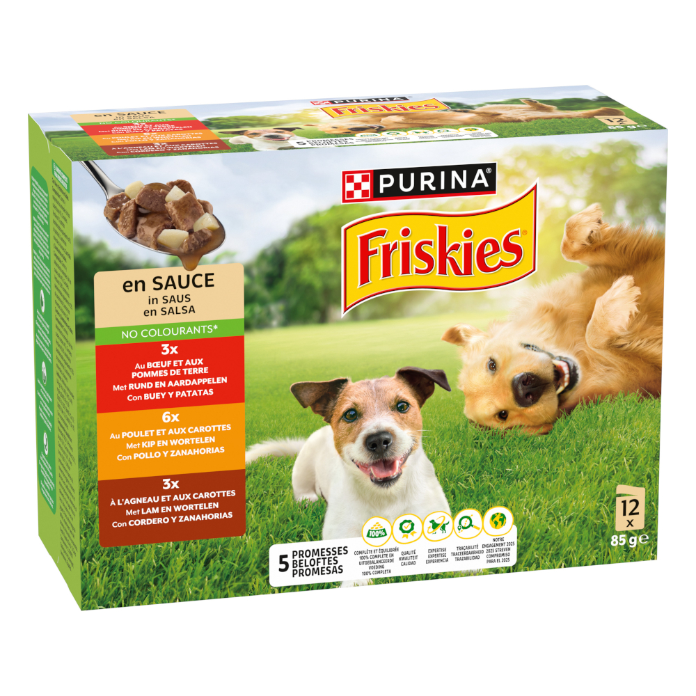 36x85 Friskies Adult in saus met rund, kip en lam natvoer voor honden