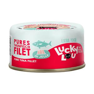 12x 70g Lucky Lou Extra Voer in Gelei Tonijnfilet nat kattenvoer