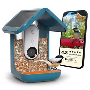 Bird Buddy Smart vogelvoederhuisje met zonnedak L 16 x B 17,5 x H 23 cm Vogel