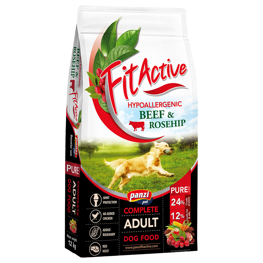 2x 12kg FitActive Pure Hypoallergenic rund & rozenbottel hondenvoer droog
