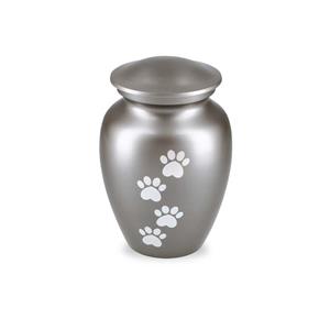 urnwebshop Grijze Dieren Urn Zilverkleurige Pootafdrukken Large (1.5 liter)