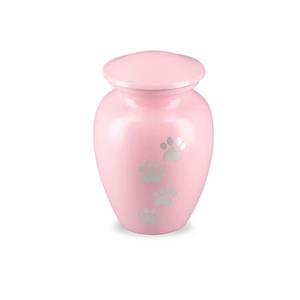 urnwebshop Roze Dieren Urn Zilverkleurige Pootafdrukken Large (1.5 liter)
