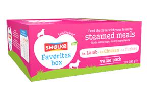 Smolke Vers Gestoomd Multipack Hondenvoer Nat Favørites Box 12 x 395 gr