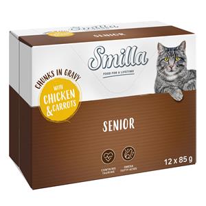 24x85g Smilla Verse Zakjes Senior Hapjes in Saus met Kip en Wortelen